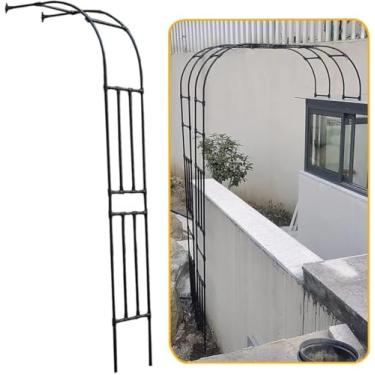 Imagem de Arco De Jardim De Metal, Arbor De Jardim De Rosas Alto De 7,8 Pés, Arco De Meio Arco Pergolado Para Planta De Trepadeira Rosas Vines, Jardim Ao Ar Livre Gramado Quintal Pátio, White, W60xH240x40cm