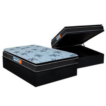 Imagem de Cama Box Baú Casal: Colchão Probel D28 Guarda Costas Premium Multi Firme + Base Black(138X188)