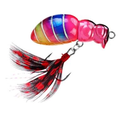 Imagem de menolana Iscas de pesca rígidas, acessórios realistas, iscas de pesca em água salgada, de natação para, bluegill, salmão, peixe-lua, Cabeça Rosa