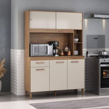 Imagem de Cozinha Compacta Ceara 5 Portas 1 Gaveta Canelato Rustico