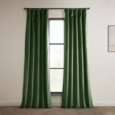 Imagem de HPD Half Price Drapes Cortinas de veludo de pelúcia Heritage para quarto e sala de estar 50 x 108, VPYC-181427-108 (1 painel) verde éden