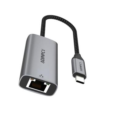 Imagem de ADJNPCY Adaptador USB C para Ethernet 2,5G, alumínio, tipo C (compatível com Thunderbolt 5/4/3) para rede RJ45, compatível com NAS, MacBook Air/Pro, XPS, iPhone 16/15 Pro/Max (USB-C para 2.5G-CR01)