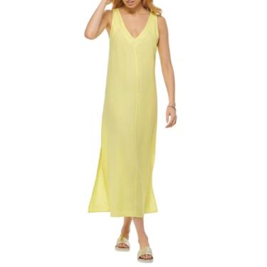 Imagem de DKNY Vestido longo feminino de linho leve, Limoncello, M