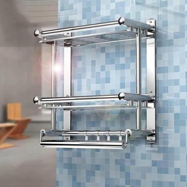 Imagem de Prateleira De Banheiro Prateleira De Chuveiro Prateleira De Chuveiro Prateleira De Chuveiro De Aço Inoxidável Sem Perfuração, Armazenamento De Banheiro Com Ganchos E Prateleira De, 60CM