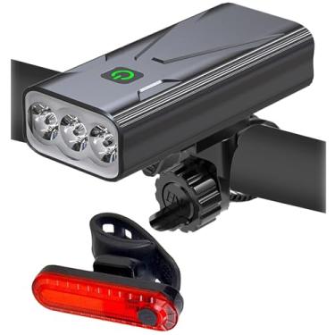 Imagem de Conjunto de luzes de bicicleta USB para andar à noite, farol dianteiro e lanterna traseira de bicicleta, modos de luz 3/5, para ciclismo de estrada