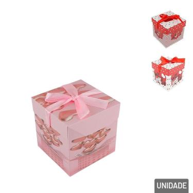 Imagem de Caixa de Presente de Papel 11cm Cubo com Fitas - Tudo em Caixa