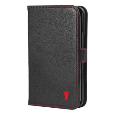 Imagem de TORRO Capa de celular compatível com Google Pixel 10 Pro Fold 20.3 cm 2025 – Capa carteira de couro premium com função de suporte e compartimentos para cartão (preta com detalhe vermelho)