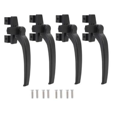 Imagem de Janela Handle Lock Liga de alumínio Janela deslizante Handle Mecanismo de bloqueio seguro para Vertical Horizontal deslizante janelas e portas Conjunto de 4 com parafusos (Preto)