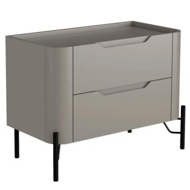 Imagem de Mesa De Cabeceira Orgânica 2 Gavetas Pés Industrial Preto Bliss I03 Gr