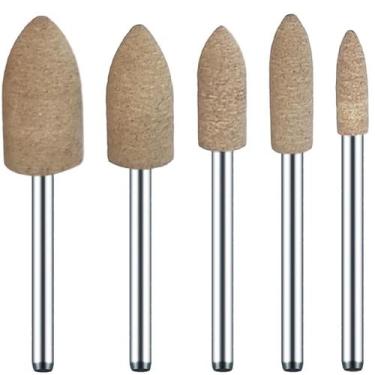 Imagem de Kit 5 Ponta Montada Cônica 4Mm A 10Mm Haste 3Mm Couro Vaca - Dremax