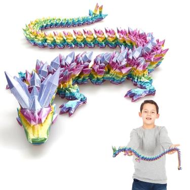 Imagem de Dragon Toy FOTN, dragão de cristal impresso em 3D, arco-íris de 60 cm