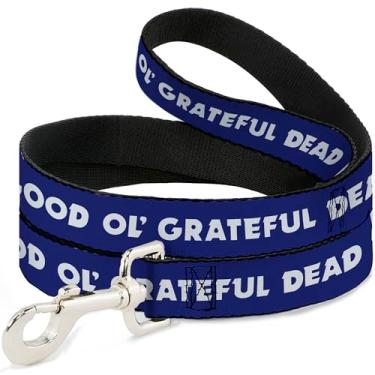 Imagem de Coleira para animais de estimação Grateful Dead, coleira de cachorro, texto Good Ol Grateful Dead e estrelas azul branco vermelho, 1,8 m de comprimento, 2,5 cm de largura