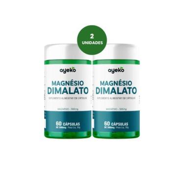 Imagem de 2X Magnésio Malato Dimalato 300mg Puro 60 cápsulas Energia, Foco e Dis
