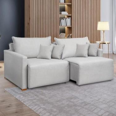Imagem de Sofá Cama 3 Lugares Júlia Retrátil e Reclinável Linho/Gelo - Celflex, 