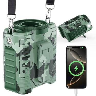 Imagem de Ventilador de cintura portátil com luz LED, bateria recarregável de 3 velocidades de 6000 mAh, clipe e pendurar no pescoço, tempo de execução 20H, ventilador pessoal vestível para atividades ao ar