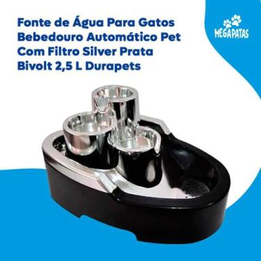 Imagem de Fonte de Água Para Gatos Bebedouro Automático Pet Com Filtro Silver Pr