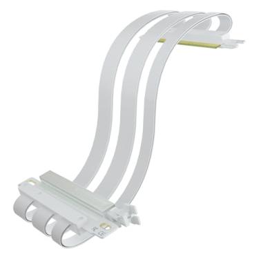 Imagem de GLOTRENDS Cabo de elevação PCIE 5.0 reverso duplo para instalação de placa-mãe Mini-ITX (170 x 170 mm), RTX5090(Ti) RX9070(XT) GPU pronto, comprimento 185 mm, cor branca