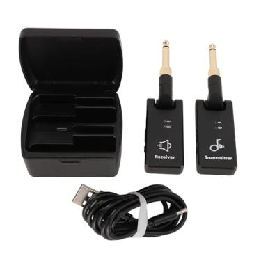 Imagem de Sanpyl System de Guitarra Sem Fio de 2,4 GHz Com Caixa de Carregamento, Receptor Transmissor Sem Fio de áudio Recarregável de 4 Canais, Faixa de Transmissão de 100 Pés