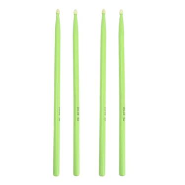Imagem de Baquetas De Madeira 5A Colorido Sturdy Maple Madeira Drum Set Prática Baquetas para Crianças Adultos Iniciantes Juventude Rock Bandas Bateristas Jogando 2 Pares 40,5 cm (Verde)