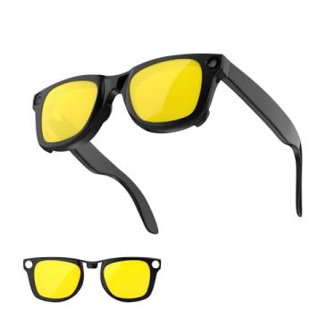 Imagem de HIBLOKS Óculos de sol não polarizados compatíveis com Ray-Ban Meta Wayfarer, clipes de descoloração para óculos inteligentes Rayban Meta Wayfarer protegem seus olhos, legais e modernos (amarelo