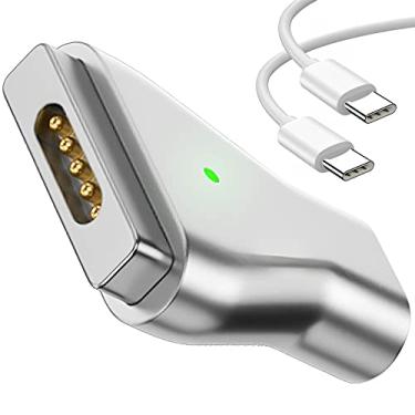 Imagem de kocomio Adaptador magnético USB C para 2 pontas em T, tipo C para Safe 2 T-Head PD 100W, conversor de carregamento rápido para MacBook Pro Air 2013-2015 com cabo USB C 100W/5A (1,5 m)