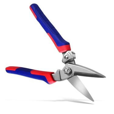 Imagem de BoFuYuan Tesouras industriais resistentes: Cortadores de estanho de aviação afiados utilitários para cortar folhas de metal finas, fio de ferro fino, fios, plástico, mangueira de borracha, tapete