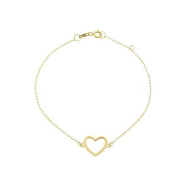 Imagem de Pulseira Feminina De Ouro 18k Cadeado Coração 18cm - DR Joias