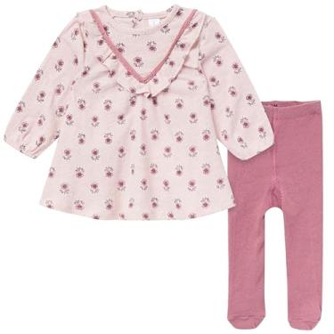 Imagem de Modern Moments by Gerber Conjunto de vestido e meia-calça para bebês meninas, Flores rosa, 12 Meses