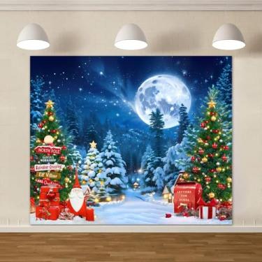 Imagem de Pano de fundo de Natal norte inverno neve chão fotografia noite árvore de natal conto de fadas floresta foto família criança retrato festa festival foto estúdio adereços suprimentos 2,4 x 1,8 m