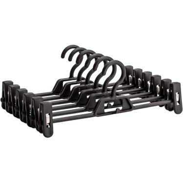 Imagem de Cabides De Calças De Plástico De Suporte De Carga Forte Cabides De Calças Antiderrapantes Cabides De Calças Que Economizam Espaço Com Clipes De Pitada, Black, 20 Pack