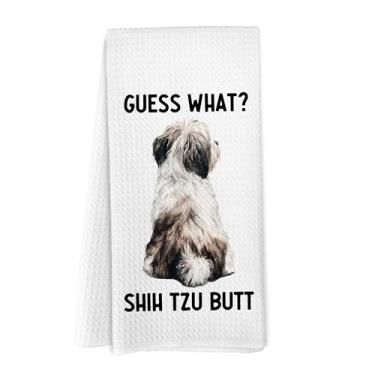 Imagem de Yorhifa Presentes engraçados Shih Tzu panos de prato de cozinha, presentes de cachorro para mulheres amantes de cães homens, acessórios shihtzu, decoração Shih Tzu, toalhas de prato de mão para