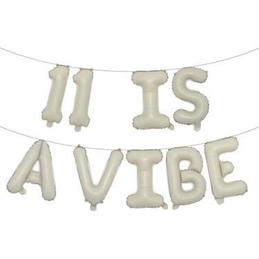 Imagem de Eleven is a Vide Birthday Decor Balloon Banner Groovy 11th Birthday Party Decor Retro Rainbow Balloon Hippie 70s 11th Bday Supplies for Girl Retro Hippie Party (11 IS A VIBE Cream)
