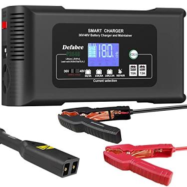 Imagem de Defabee Carregador de bateria de carrinho de golfe de 36 volts, carregador de bateria para carro 36V18A e 48V13A, carregador inteligente de 18 amperes, lítio LiFePO4, chumbo-ácido AGM/gel/SLA, EZGO