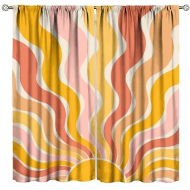 Imagem de Cortina de sol abstrata boêmia, moderna, retrô, estética, para quarto de crianças, quarto, decoração de casa, 107 cm L x 114 cm C (sem apagão)