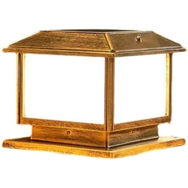 Imagem de Candeeiro de poste solar ao ar livre impermeável porta de porta candeeiros de estigma candeeiros de estigma acessório de iluminação de paisagem de jardim de alto brilho, Copper cor, 18 cm