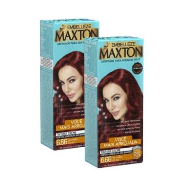 Imagem de Kit 2 Tintura Creme Maxton Vermelho Cereja 6.66