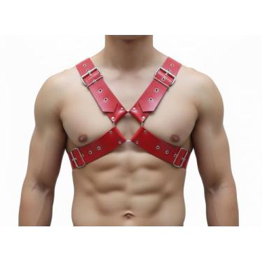 Imagem de Harness Gladiador BY016 Couro Legítimo - Blood Art, Vermelho, P
