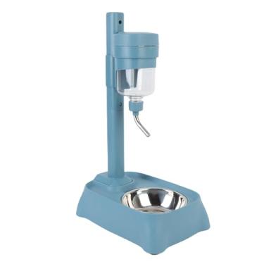 Imagem de Mingzhe Pet Standing Water Dispenser Bacia do Aço Inoxidável Ajustável Cat Dog Garrafa Alimentador Automático 500ml (Azul)