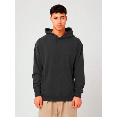 Imagem de Blusa de Frio  Moletom Canguru Masculina com Capuz Slim Fitness, Preto