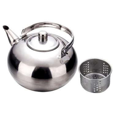 Imagem de ＫＬＫＣＭＳ Bule de chá, chaleira, versátil, prático, fácil de despejar, presente prático com filtro infusor, utensílios de cozinha, jarra de chá para camping, Prata