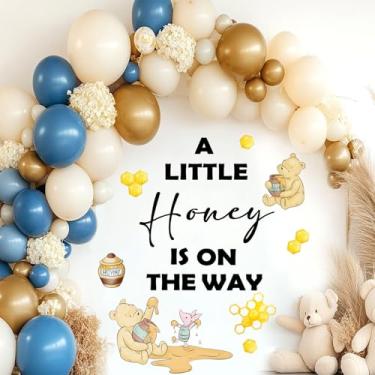 Imagem de Adesivos de parede Winnie Baby Show, adesivos à prova d'água para festa de chá de bebê, sinal de revelação de gênero para fundo de arco, decoração de parede A Little Honey is on the Way para berçário