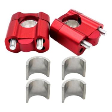 Imagem de FJMQHU Suporte de guidão genérico para motocicleta, acessórios faça você mesmo, suporte de braçadeira de guidão de alto desempenho premium, 22 mm/28 mm, Vermelho