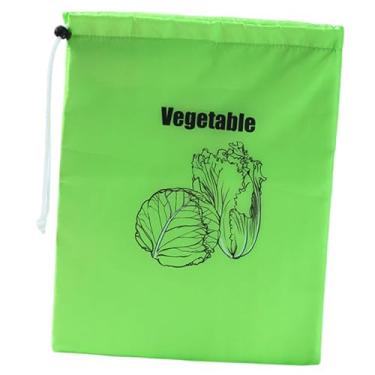 Imagem de WeiLaiKeQi Sacola de compras com cordão para tomate e banana, multiuso, com forro de papel alumínio, 28x35 cm, para geladeira e batatas, Verde
