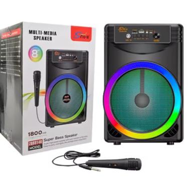 Imagem de Caixa de Som Portátil Bluetooth, 8 Polegadas, Com Microfone para Karaokê, Luz LED, Rádio FM, USB, TWS