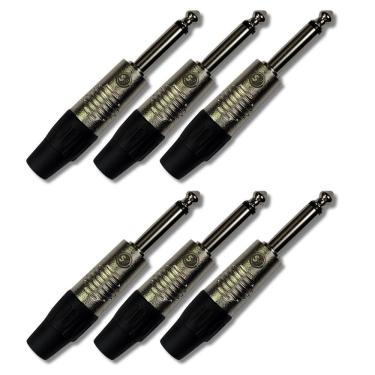 Imagem de Kit 6 Plug P10 Macho Mono Rofissional Soundvoice P10Mn