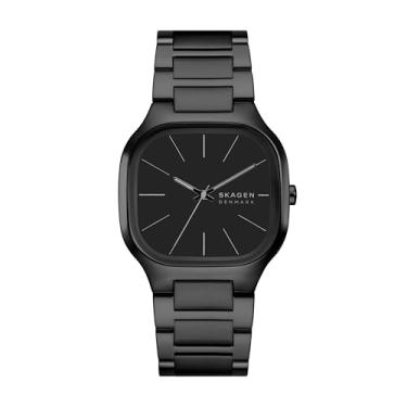 Imagem de Skagen Relógio masculino Mellem de aço inoxidável preto com três ponteiros, Preto