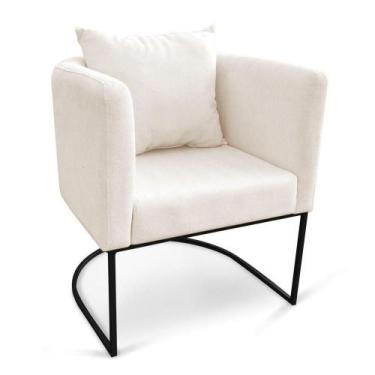 Imagem de Poltrona Paola Linho Base Metálica Preto Cor A27 Areia - DROSSI