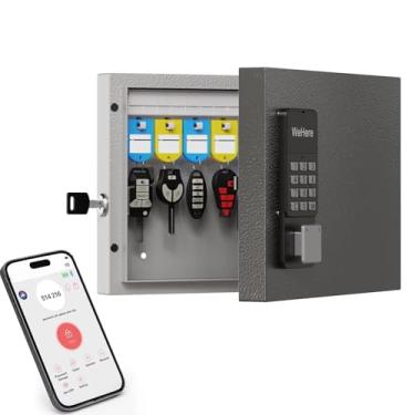 Imagem de SAFE16 Suporte de parede de caixa de bloqueio de chave, gabinete de chave inteligente, use senha única, código fixo, Bluetooth, controle remoto Wi-Fi, desbloqueio de chaves, organizador de cofre de