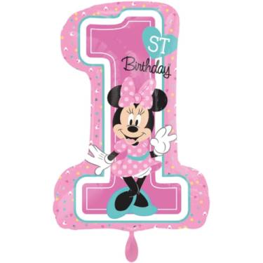 Imagem de Anagram Balão de alumínio para meninas de 1º aniversário da Minnie de 71 cm, multicolorido