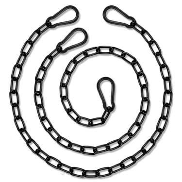 Imagem de Black Swing Hanging Chain Kit – 2Pcs 44" Heavy Duty Stainless Steel Chains with Carabiners for Hammock Chairs, Porch Swings, Punching Bags – Rust-Resistant Hanging Chain Extender Set – 660LB Load